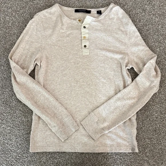 Scotch & Soda Beige Long Sleeve Henley Shirt - Picture 1 of 1
